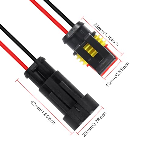 DIANN 6pcs 2 Pin Way Electrical Wire Connector Waterproof Connector 16AWG Male and Female Plug Quick Disconnect Connectors for Car Truck Motorcycle Boat - size: 2-Pin