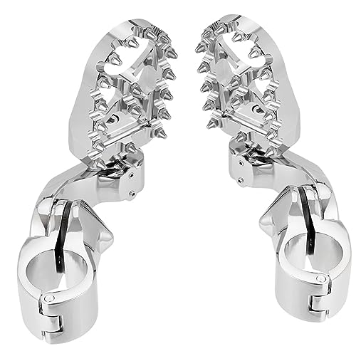 Motorcycle Highway Foot Pegs, FootPeg Pedals, 1.25 inch Highway Bar Footpegs Fit for Harley Touring Honda Kawasaki Suzuki Yamaha (Large Silver) - size: Large Silver