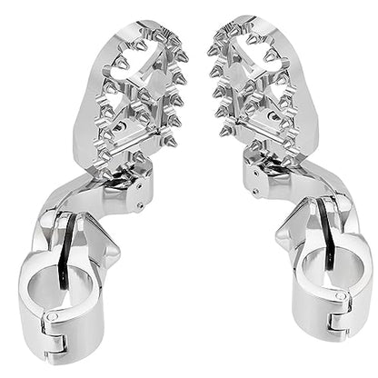 Motorcycle Highway Foot Pegs, FootPeg Pedals, 1.25 inch Highway Bar Footpegs Fit for Harley Touring Honda Kawasaki Suzuki Yamaha (Large Silver) - size: Large Silver