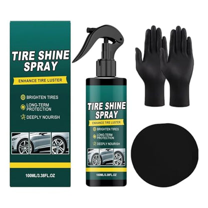 Tire Cleaner and Shine, Protective Layer Formation, 100ml, Auto Detailing Tool, Car Wheel and Tire Maintenance Spray, with Sponge Gloves, for Sedan, Truck, RV, Motorcycle, Scooter, ATV