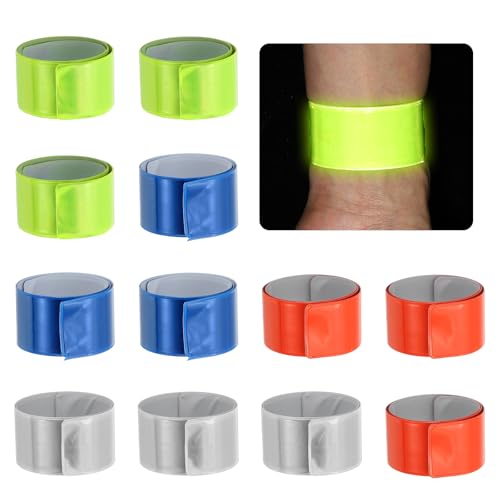 PATIKIL 40cm/15.8in Reflective Bands, 12pcs Reflective Arm Bands Straps Wrist Reflective Running Gear Long Safety Reflective Straps Bracelets High Visibility for Night Walking Bicycle - color: 4 Color