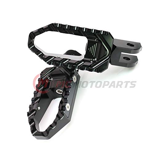 MC MOTOPARTS Black Front Wide CNC Touring Foot Pegs Compatible with MT-07 MT-09 13-18 YZF R3 15-18 MT-10 16-19 2020 2021 - color: Black, size: No Extension