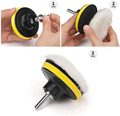3 Inch Buffing and Polishing Pads Kit 11PCS Buffing Pads with Drill Adapter Foam Polisher Pad for Car Waxing - size: 3Inch-11PCS