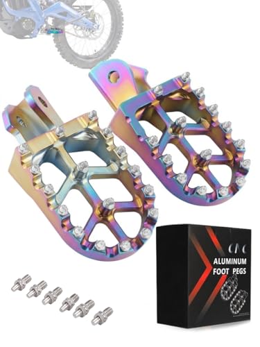 JFG RACING Dirt Bike Foot Pegs,Dirtbike Foot Pegs Foot Pedals Rests CNC for Light Bee/SurRon/Sur Ron S/Sur Ron X/X160/X260/CRF150F CRF230F 2003-2019/KDX200 1983-1994 - Green - color: metallic