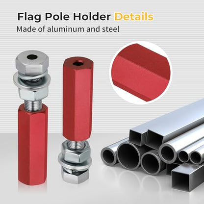 M MATI 2Pcs Quick Release Flag Pole Holder Red Hold 1/4'' Flag Poles for ATV UTV Motorcycle Dirt Bike All Year - color: Red