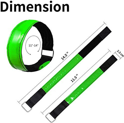 2 Pack Rechargeable LED Reflective Armband, High Brightness High Visibility Night Safety Light Band, Wearable Flashing LED Gear for Running, Walking, Biking and Outdoor Activities - color: green
