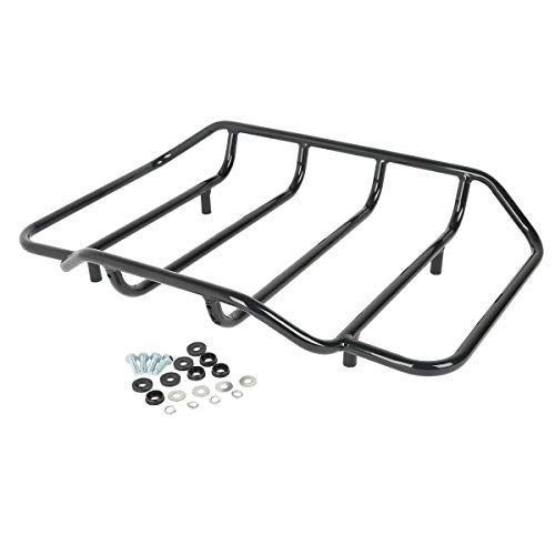 TCMT Chopped Motorcycle Trunk Box Backrest Detachable Mounting Rack Luggage Rack Fit For Harley Touring 1997-2008 Road King Road Street Electra Glide Pack - color: Set C2 Black Latches#Black Rack
