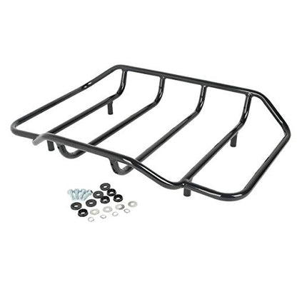TCMT Chopped Motorcycle Trunk Box Backrest Detachable Mounting Rack Luggage Rack Fit For Harley Touring 1997-2008 Road King Road Street Electra Glide Pack - color: Set C2 Black Latches#Black Rack