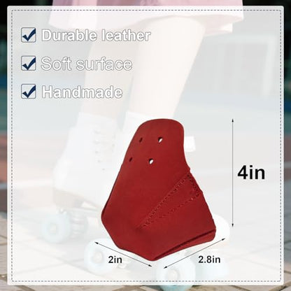 100% Real Cowhide | Toe Cap Guard Protectors | Roller Skate Derby Speed 1 Pair(Red) - color: Red