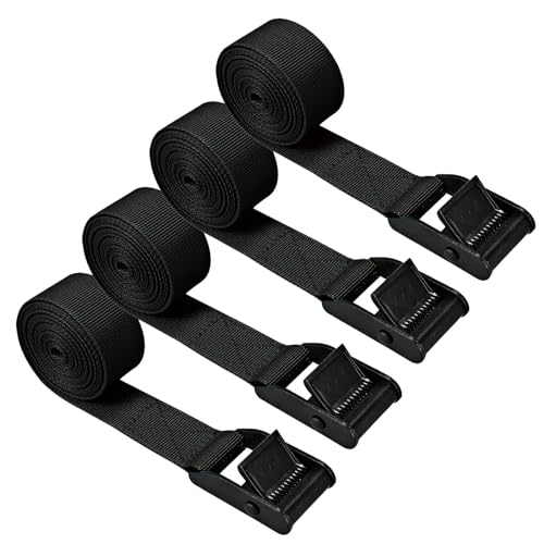 Premium Lashing Strap Short 1" x 6.5 ft, Cam Buckle Tie Down Straps Heavy Duty Secure Straps up to 700 lbs Capacity for Motorcycle,SUP, Kayak, Canoe, Trailer, Cargo, Truck, Luggage 4 Pcs