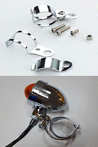 1pair Metal Motorcycle Modified Turn Signal Light Indicator Mount Bracket Clamp 30-45mm (Chrome) - color: White