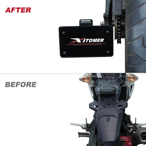 Xitomer Universal Side License Plate Holder Motorcycle License Plate Bracket With Led Plate Light Universal Side Fender Eliminator Side Motorcycle Tail Tidy