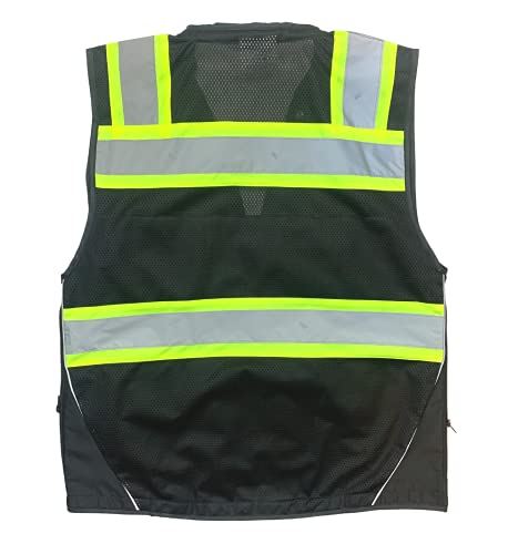 Men's Black Series Safety Vest with Zipper and Utility Pockets (Medium, Black) - color: Black, size: Medium