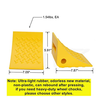 Wheel Chocks, Rubber Wheel Chock with Curved, Durable, Non-Slip, Solid Trailer Wheel Chocks for Boat Trailers, RV, Truck, Camper, 30000lbs (Yellow) - color: YELLOW
