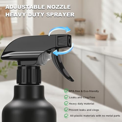 Spray Bottles Plastic Spray Bottle for Hair Mist/Stream Heavy Duty Empty Spray Bottles for Cleaning Solutions, Plants, Cooking (16.9oz-Black) - color: 16.9oz-Black