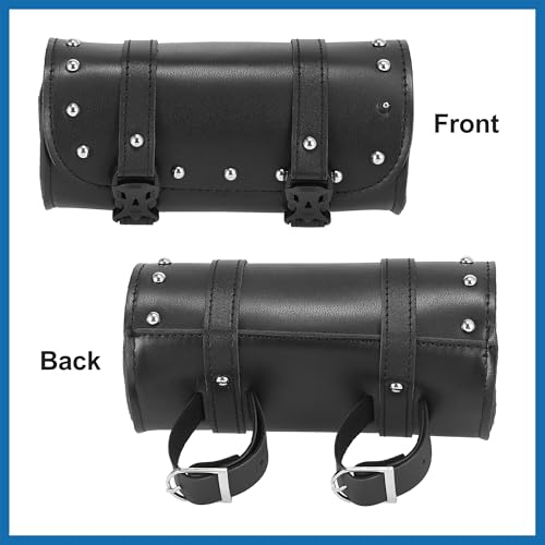 Universal Motorcycle Fork Handlebar Tool Bag Cycling Storage Pouch Bag Waterproof Faux Leather Black Item Replacement