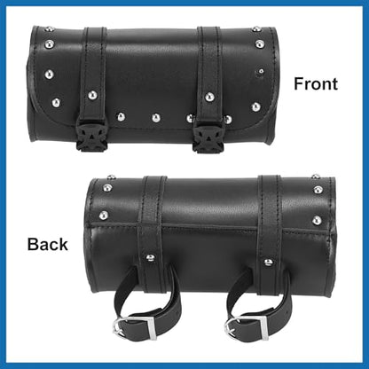 Universal Motorcycle Fork Handlebar Tool Bag Cycling Storage Pouch Bag Waterproof Faux Leather Black Item Replacement