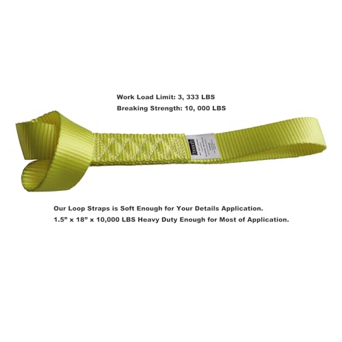 Soft Loop Tie Down Straps (4PK) Heavy Duty Motorcycle Tie Down Straps Loop Straps 1.5” x 18” x 10,000 LBS for ATV, UTV Trailer - color: Yellow