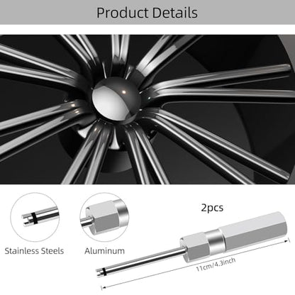 2 Pcs Valve Core Removal Tool Set, Professional Screwdriver Tire Valve Stem Core Remover Tool, 4.3 Inch Heavy Duty Tire Valves Stem Remover & Installer for Schrader Valves Removal