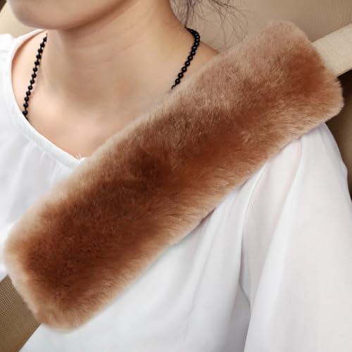 Soft & Cozy Australian Sheepskin Car Seat Belt Covers,2 Pack Fluffy Seatbelt Pads, Genunie Sheepskin Fur Shoulder Straps Cushions for Adults Kids Women and Men (Light Tan) - color: Light Tan