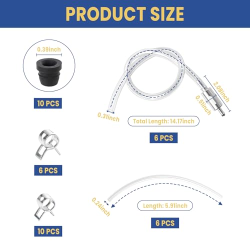 6 PCS Brake Bleeder Hose One Way Check Valve Tube Bleeding Tool Kit for Car Motorcyle Clutch, Brake Bleeder Hose for Hydraulic System Bleeding