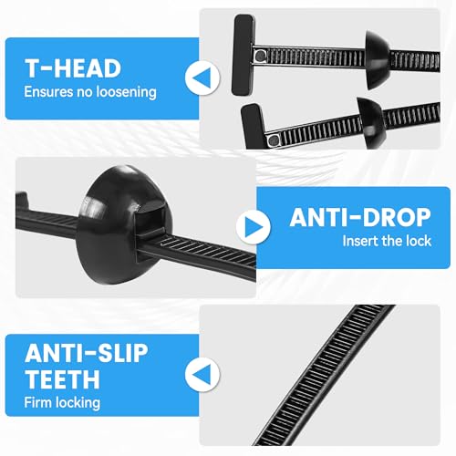 200 Pcs Nylon Universal Cable Tie Buckle - New T Multifunctional Nylon Zip Ties With Pin & Button Design Plastic Cable Fixion Tools Fasteners UV Resistant Zipties for Cars Daily Repair Bumper Clips
