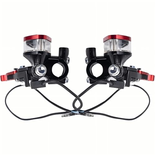 Universal Motorcycle Brake Clutch Pump Lever with Dual Hydraulic Master Cylinder Reservoir Set Left & Right CNC Suitable for 50-300cc Motorcycles with 7/8" 22mm Handlebars - color: Red