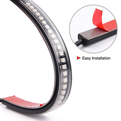 Nilight 32 LED 8’’ Flexible License Plate Light Strip Tail Brake Stop Turn Signal Universal Fit for Harley Motorcycle Bike ATV Car SUV - color: Amber Red