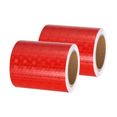 PATIKIL Reflective Tape, 2 Roll 3 Inch x 10 Ft Waterproof Self Adhesive High Visibility Caution Warning Safety Tape Reflector for Trucks Trailers Cars, Red - color: Red, size: 3 Inch x 10 Ft