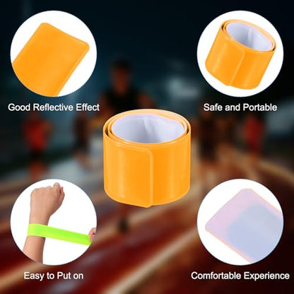 PATIKIL Reflective Slap Bands, Reflector Band Snap Bracelet Armbands High Visibility Safety Reflectors Wrist Strap Strips for Night Jogging Cycling Hiking - color: Yellow