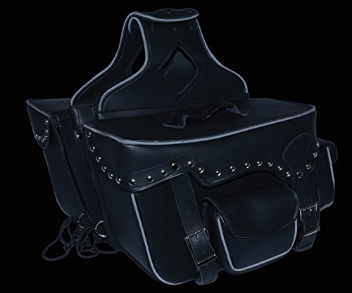 Milwaukee Performance Double Strap Black Pvc Throw Over Motorcycle Saddlebags (Studded)
