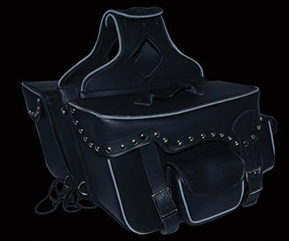 Milwaukee Performance Double Strap Black Pvc Throw Over Motorcycle Saddlebags (Studded)