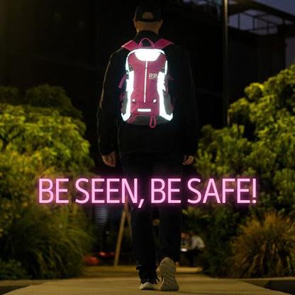 Reflective Motorcycle Backpack – Hi Viz EDC Commuter Bag for Riders, Night Travel, and Daily Use with Helmet Holder, Laptop Compartment, Ventilated Back, Urban Gear (pink backpack) - color: Pink