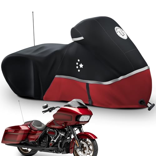 Motorcycle Cover Storage for Touring Models Harley Davidson Road King,Road Glide,Street Glide, Electra Glide,Heritage Classic,Low Rider-ST,and Most Motorcycles RED - color: 420D Red, size: Side Box