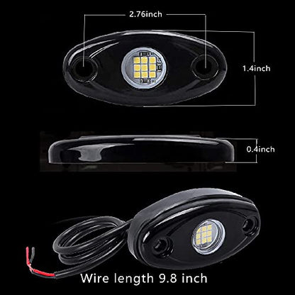 White LED Rock Lights 6 Pod Waterproof LED Neon Underglow Light for Car Truck ATV UTV SUV Off Road Underbody Glow Trail Rig Lamp Rock Lights (White) - color: White, size: 6 Pods