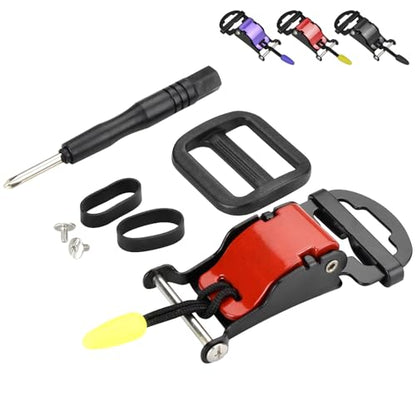Lamborsafe Helmet Quick Release Buckle Kit, Motorcycle Helmet Chin Strap Clip for Full Face, 3/4, Half Helmets with D-Rings, Fast Release Fasteners Made by Safe Ratcheted Stainless Steel(Red) - color: Red