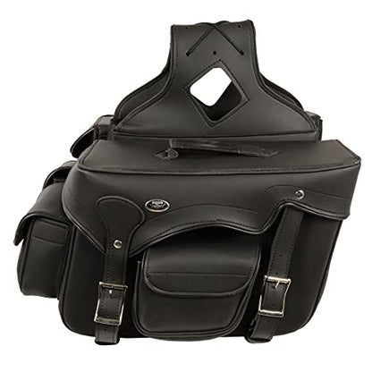 Milwaukee Leather PVC 2-Strap Throw-Over Easy Zip off and off Motorcycle Saddlebags - Medium - color: SH66602-BLACK, size: Medium