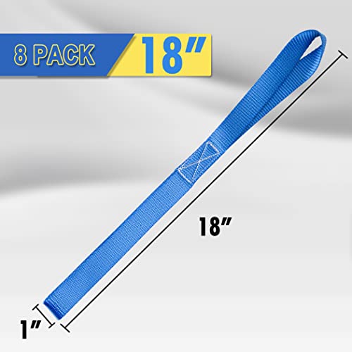 CARTMAN Soft Loop Tie-Down Straps in Blue Color, 8pk x 18in, 3600lbs - size: 8pk Blue 3600lbs