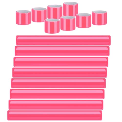 20 Pcs Reflector Snap Bands Fluorescent Slap Armbands High Visibility Slap Reflector Strips Safety Bands for Children Adults Boys and Girls When Cycling Running Hiking Jogging - color: Pink