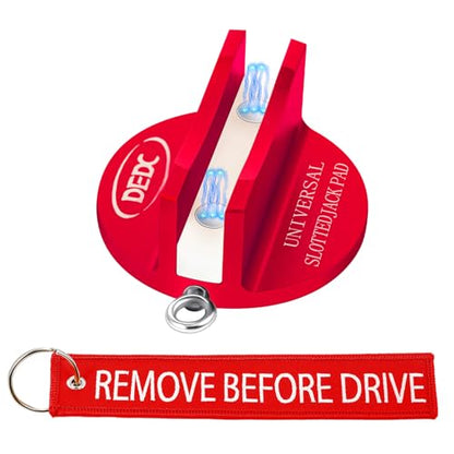 DEDC Universal Aluminum Grooved Magnetic Jack Pad Red 1 Pc, Jacking Puck Pinch Weld Frame Rail Adapter with 1 Reminder Streamer, Car Accessories for Men - size: Red 1 Pc with 1 Reminder Streamer