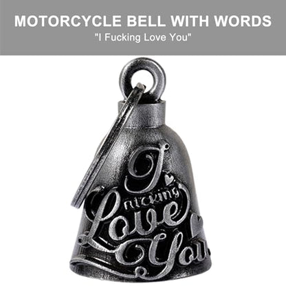 Dream Apparel Motorcycle Bell Guardian Angel Drive Away Gremlin, Biker Bell for Men Women Rider Riding, Good Luck Gift - color: I Fucking Love You