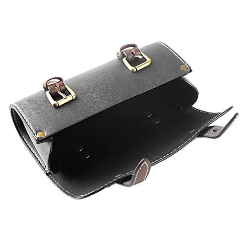 YIBO Motorcycle Fork Bag Quick Release Bag Side Bag Waterproof Universal Tool Bag American Bicycle Side Bag Leather Small Tool Bag (Black 1) - color: Black 1