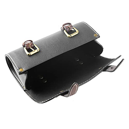YIBO Motorcycle Fork Bag Quick Release Bag Side Bag Waterproof Universal Tool Bag American Bicycle Side Bag Leather Small Tool Bag (Black 1) - color: Black 1