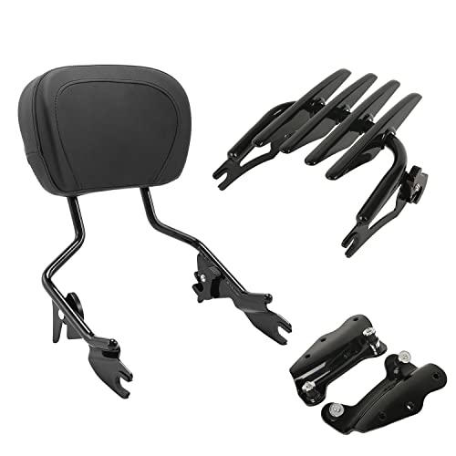 TCT-MOTORPARTS Black Detachable Backrest Sissy Bar Luggage Rack Docking Hardware Kits Fit for Harley Road King Glide treet Glide 2009-2013 - color: Black #5(2009-2013)