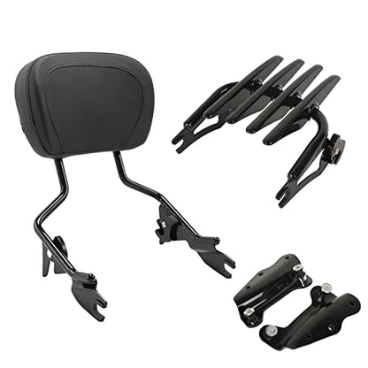 TCT-MOTORPARTS Black Detachable Backrest Sissy Bar Luggage Rack Docking Hardware Kits Fit for Harley Road King Glide treet Glide 2009-2013 - color: Black #5(2009-2013)