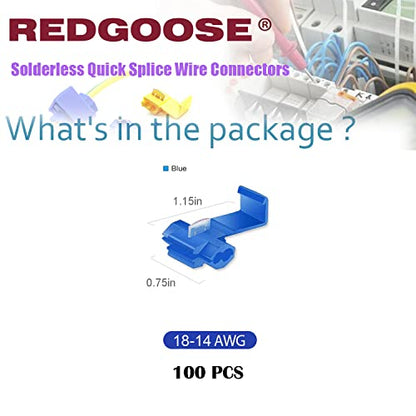 100PCS Solderless Quick Splice Wire Connectors, 18-14 AWG Lock Snap Electrical Wire Connector(Blue) - style: 18-14 AWG Blue 100