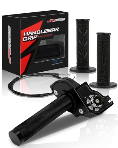JFG RACING Dirt Bike Visual Throttle Tube Assembly + Cable + Grips 22mm 7/8'' Universal Twist Throttle for Most Motorcycle Pit Bike Mini Bike ATV Scooter, BLACK