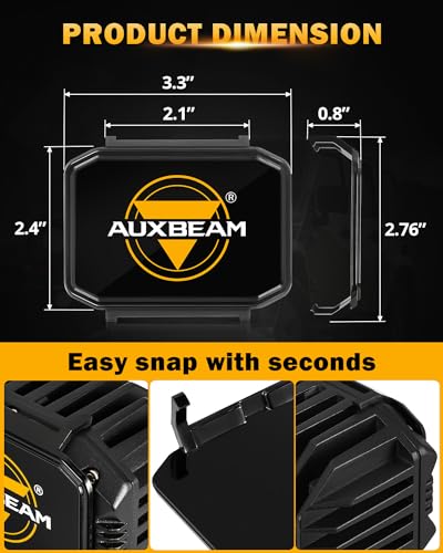 Auxebam 4 inch Black Offroad Light Covers, 2Pcs LED Cube Pod Cover Waterproof Polycarbonate Protective Lens for LED Cube Lights Driving Fog Light (Not Fit for Amber Spot Beam 'ZD000706') - color: Black Offroad Light Cover (Not Fit for ZD000706)