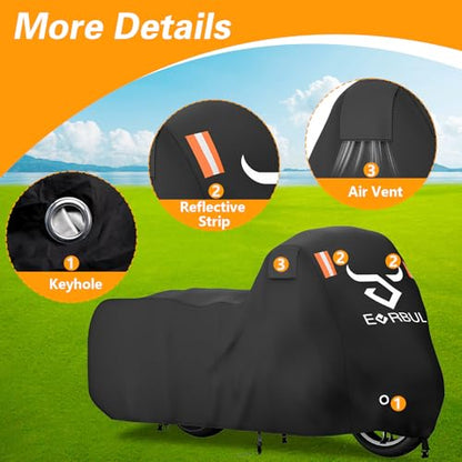 Heavy Duty 420 Motorcycle Cover Compatible with Cruiser Models Harley Davidson Softail Slim,Softail Standard, Softail Breakout, Softail Deuxe, Fat Boy, Street Bob 114 - size: 104’’-Cruiser