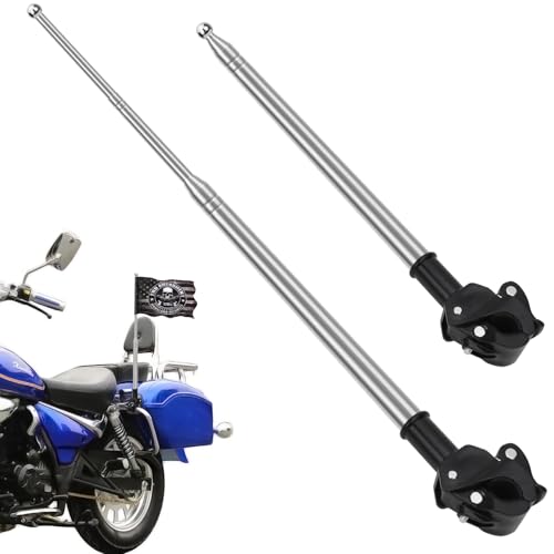 2Pcs Adjustable Bike Flag Pole, 51in/1.2m Stainless Steel Motorcycle Golf Cart Flagpole Mounts for Mountain Road Bicycle Off-Road Accessories